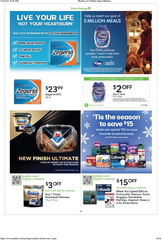 Publix Ad Extra Savings 16th – 29th December 2023 Page 14
