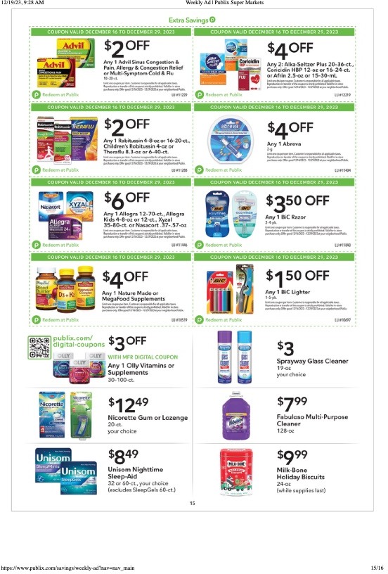 Publix Ad Extra Savings 16th – 29th December 2023 Page 15