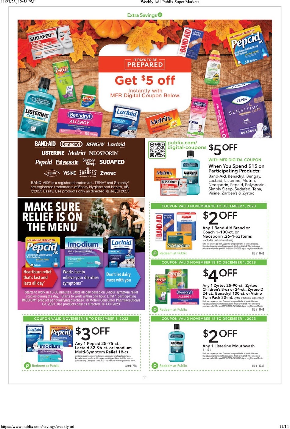 Publix Ad Extra Savings 18th November – 1st December 2023 Page 11