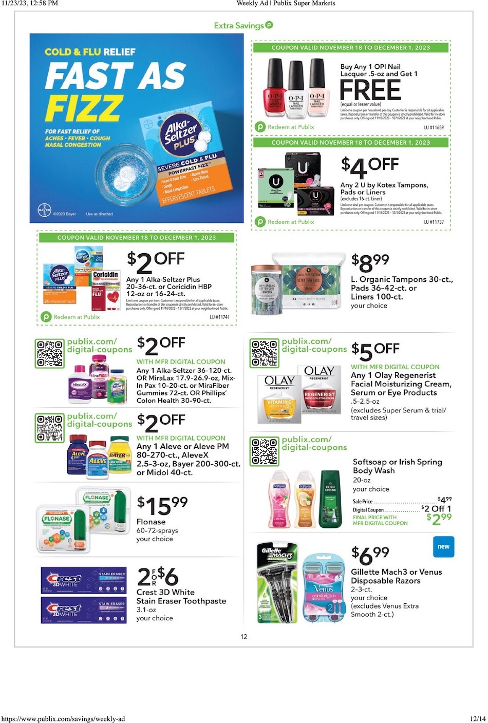 Publix Ad Extra Savings 18th November – 1st December 2023 Page 12