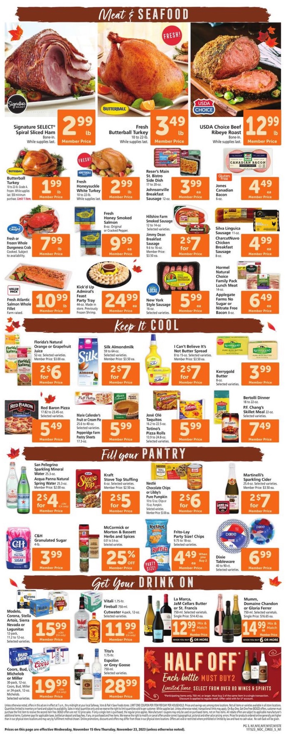 Safeway Weekly Ad Thanksgiving 15th – 22nd November 2023 Page 3